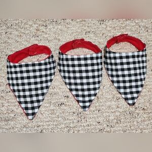 Handmade Black and White Plaid Bandana Baby Bib Set